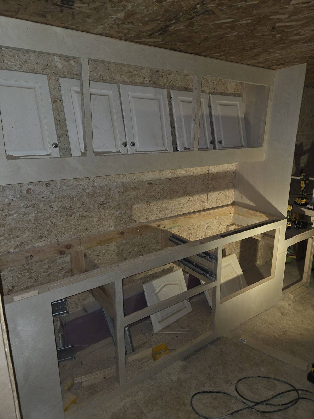 Custom cabinet framing and doors during construction